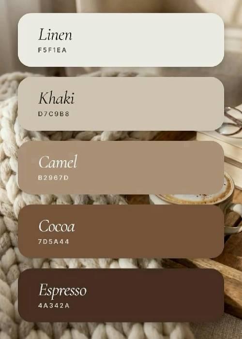 neutral colour palette featuring cream, ivory, beige, carame
